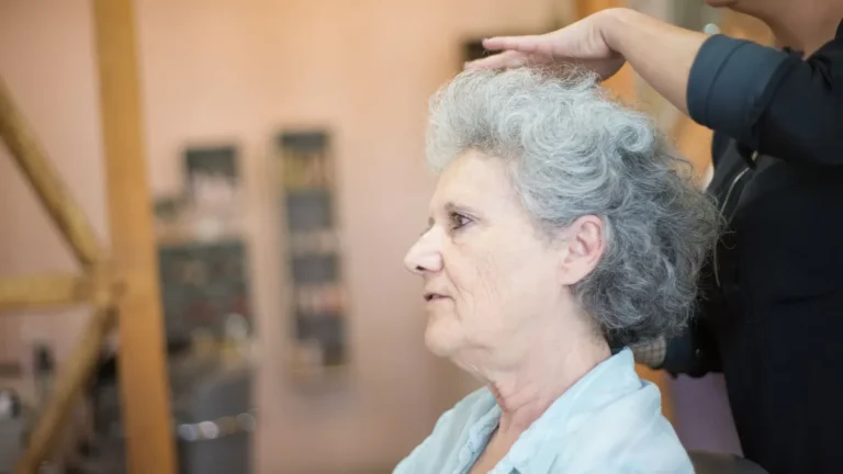 senior woman short grey hairstyle
