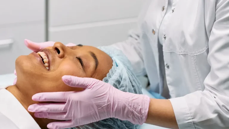 older woman cosmetology facial treatment