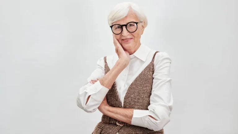 grey hair senior woman elegant portrait