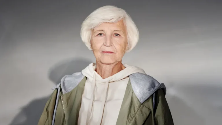 grey hair senior woman elegant portrait