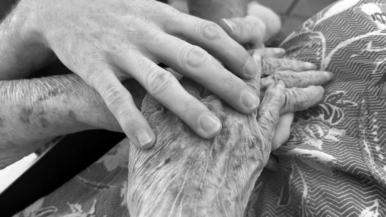 older woman hands closeup skin