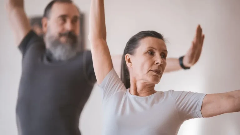 senior woman exercising yoga fitness
