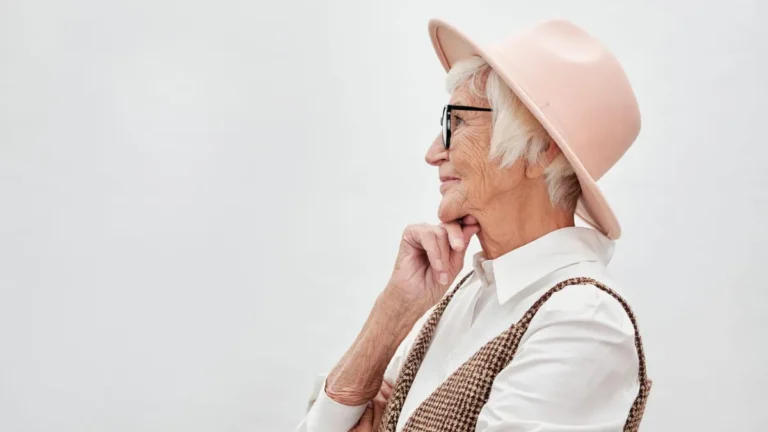 grey hair senior woman elegant portrait