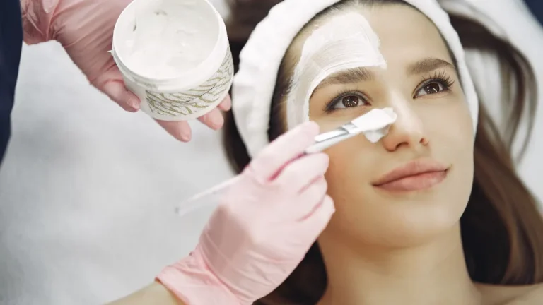 older woman cosmetology facial treatment