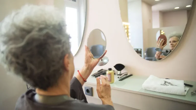 senior woman short grey hairstyle