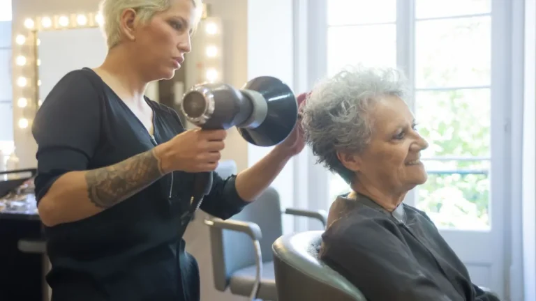 senior woman short grey hairstyle