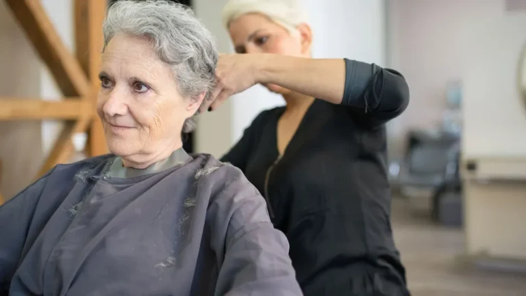 senior woman short grey hairstyle