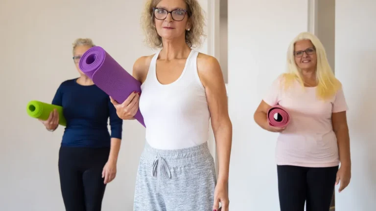 senior woman exercising yoga fitness