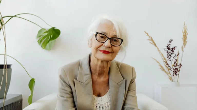 grey hair senior woman elegant portrait
