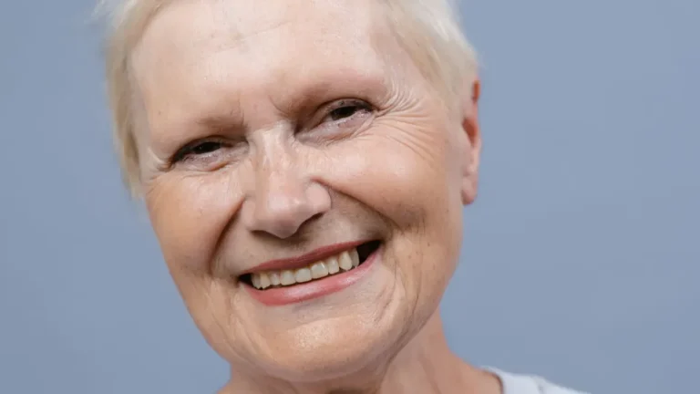 senior woman short grey hairstyle