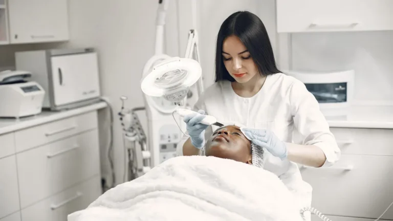 older woman cosmetology facial treatment