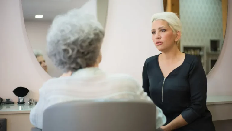 senior woman short grey hairstyle